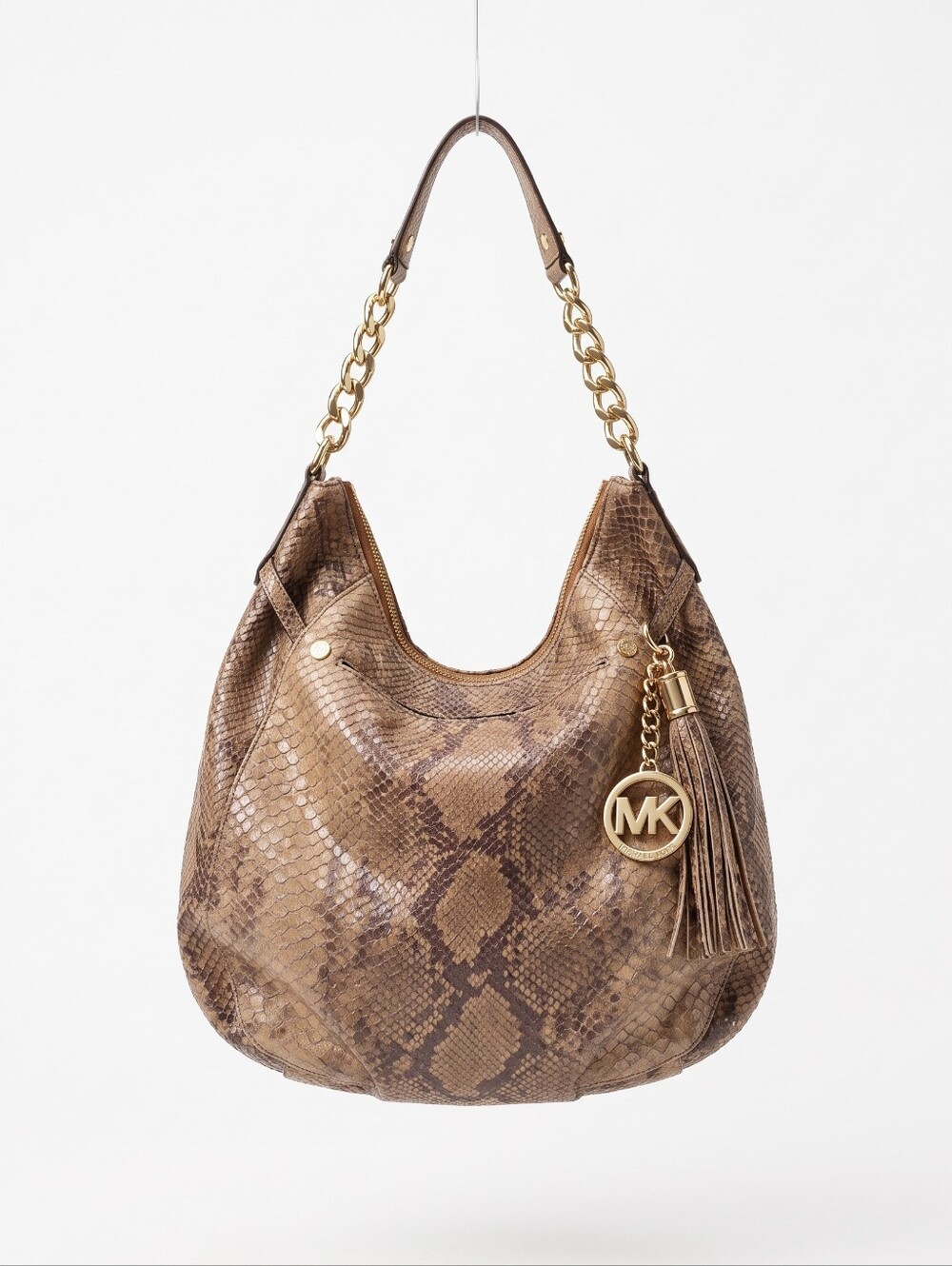 Michael Kors Brown Snake-Print Leather Hobo Bag